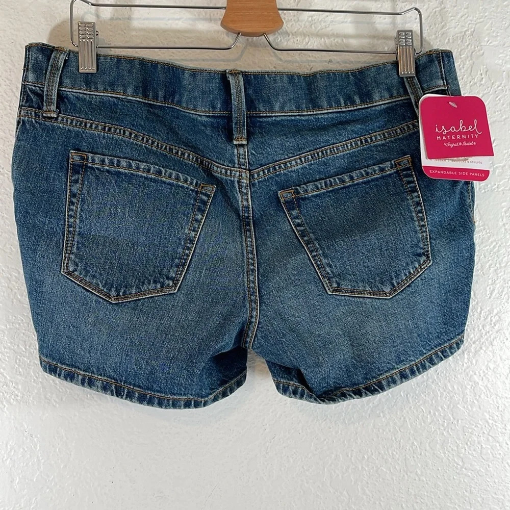ISABEL MATERNITY by Ingrid & Isabel Side Panel Midi Maternity Jean Shorts 4 NEW - Picture 3 of 9